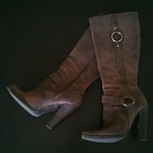 Guess Brown Suede High-Heel Knee Boots
